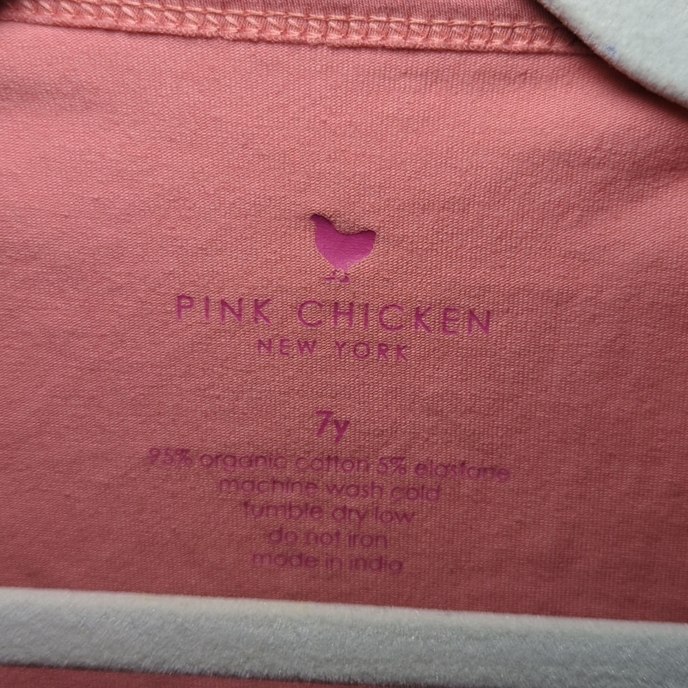 Pink Chicken Brandied Apricot Organic Kit Top Pink Peplum Ruffle Girls Size 7 - Picture 4 of 5